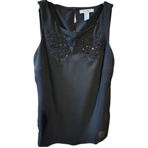 White‎ House Black Market Black Sequined Blouse Women's Small